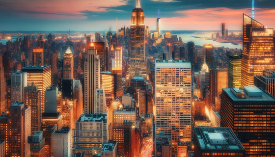 The Manhattan skyline, showcasing iconic skyscrapers and the bustling city atmosphere.