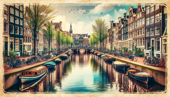 A picturesque canal in Amsterdam, reflecting the city's historic architecture and charm