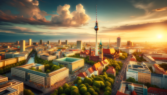 A picturesque scene of Berlin's famous landmark, the Berlin TV Tower